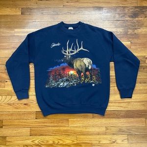 1995 Vintage Colorado Caribou Nature Landscape Graphic Crewneck Sweater Used